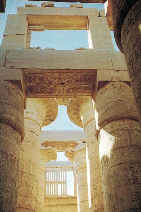 Column hall in the temple of the god of Amon in Karnak