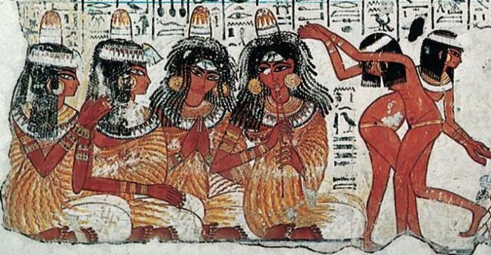Dancers and musicians, mural from a tomb in Teben